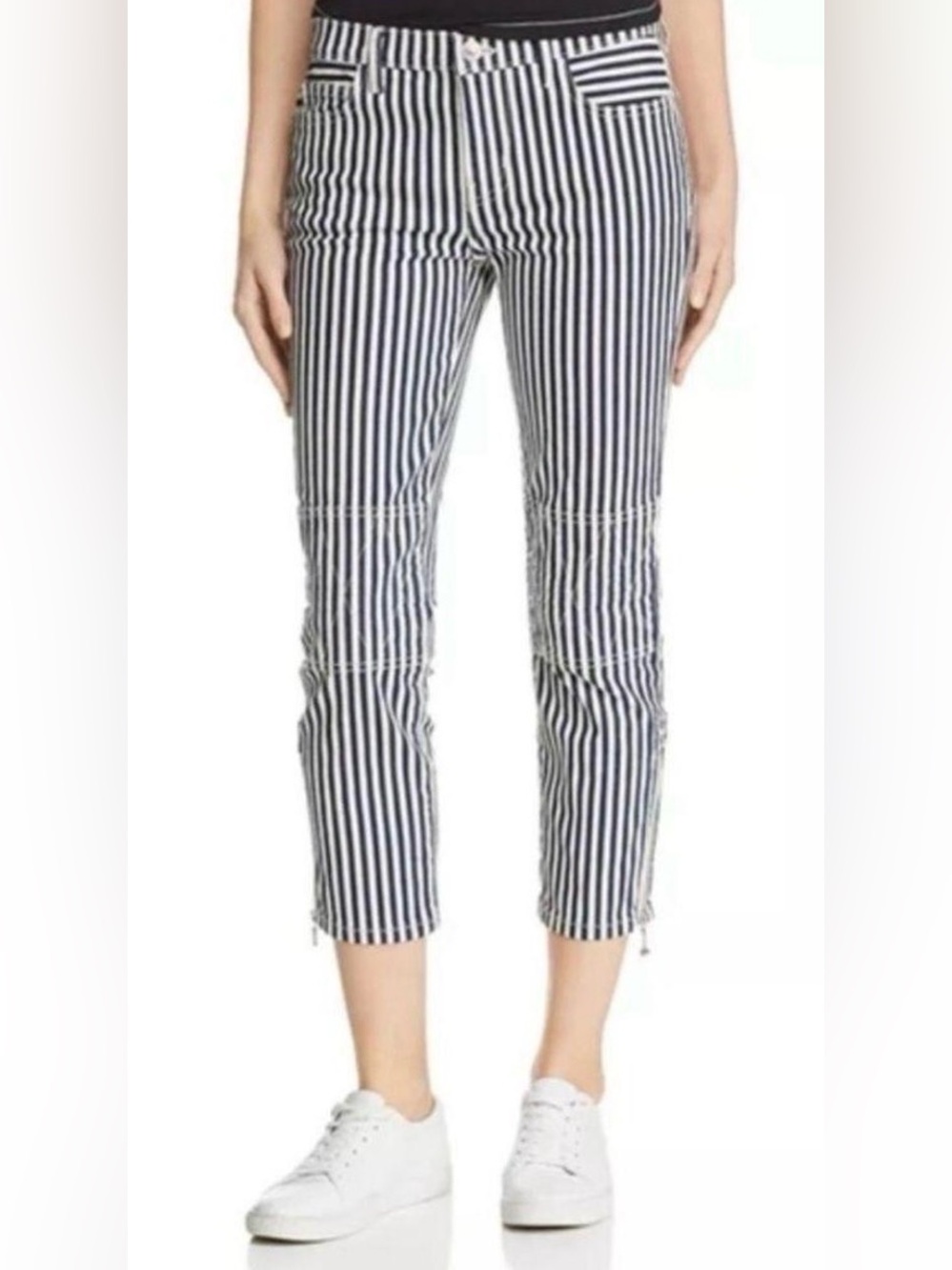Current/Elliott The Cropped Lexton Striped Denim Pants Size 24 NWT